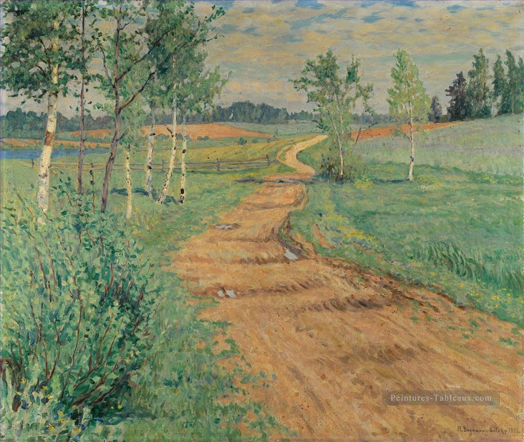 COUNTRY PATH Nikolay Bogdanov Belsky bois paysage d’arbres Peintures à l'huile